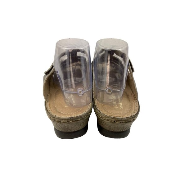 *Josef Seibel Sandals Womens 41 Metallic Silver Caged Strappy Slip On Slide Mule - Picture 5 of 11